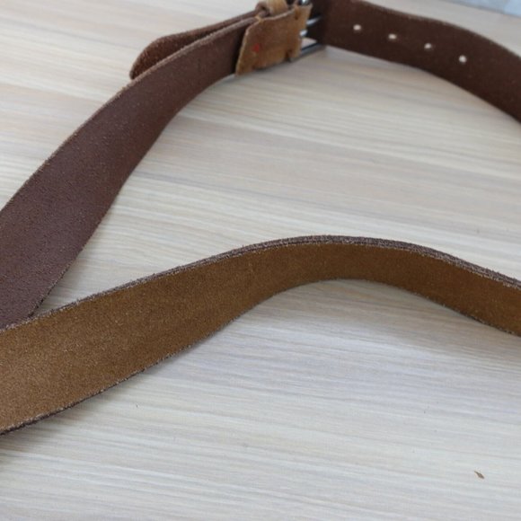 Classic Belt‎ Mens 44 Brown Leather Rustic Genuine Roller Buckle DAMEN HASTING - Picture 2 of 8